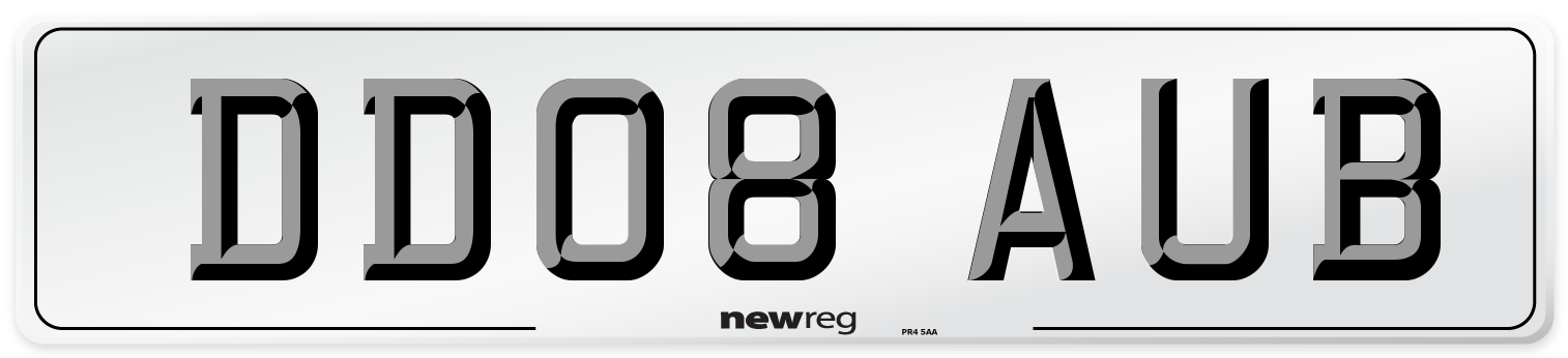 DD08 AUB Number Plate from New Reg